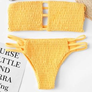 yellow bandeau bikini